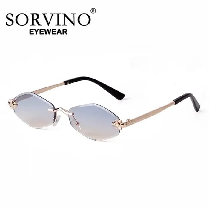 Lunettes de soleil en losange polygonales sans monture pour femmes