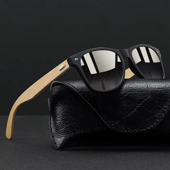 Lunettes de soleil carrées Vintage en bois de bambou pour hommes et femmes