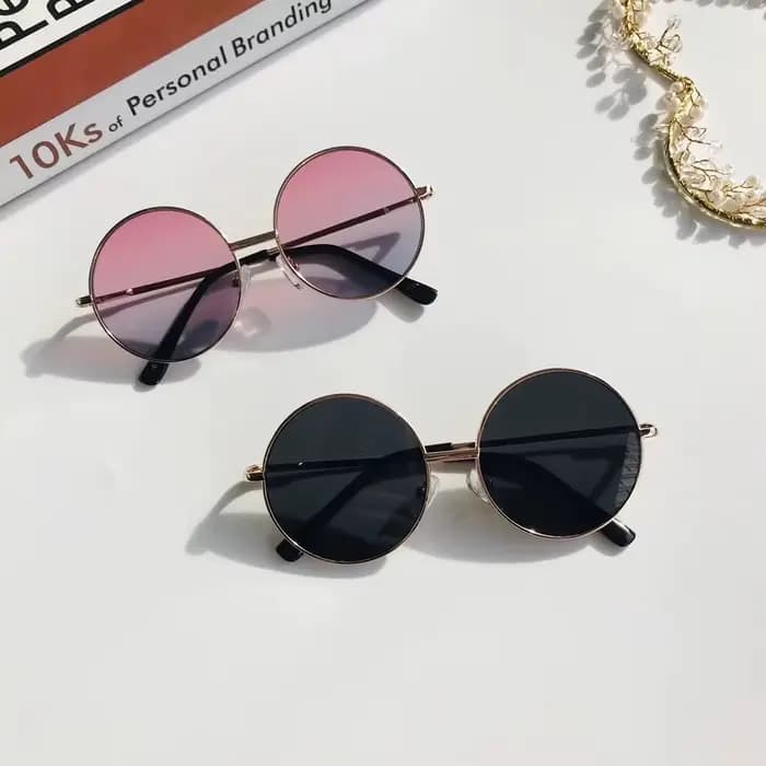 Lunettes de soleil à monture ronde en métal pour enfants de 2 à 8 ans