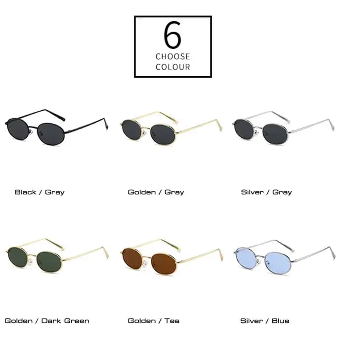 SHAUNA rétro petit ovale cadre en métal femmes lunettes de soleil UV400 hommes Punk