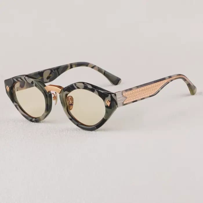 Lunettes de soleil ovales en acétate de champagne pour hommes et femmes