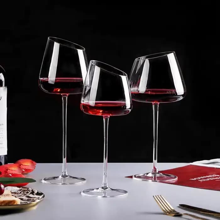 Verre à Vin Rouge Oblique à Longue Tige, Coupe, Outil de Cuisine, Champagne, Bordeaux, Cadeau de ixde Mariage