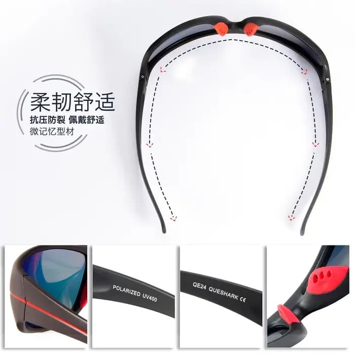 QUESHARK hommes femmes HD polarisé Sport pêche lunettes de soleil UV400 Anti-éblouissement randonnée