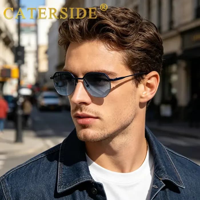 Caterside Nouvelles Lunettes de Soleil Rétro à Monture Fine pour Hommes