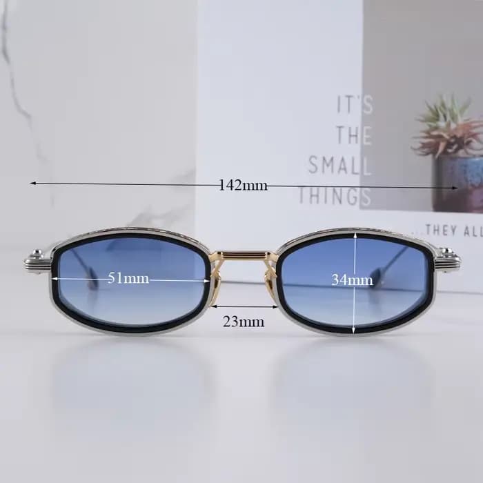 HARDIN Lunettes de soleil ovales vintage artisanales noires et dorées pour homme