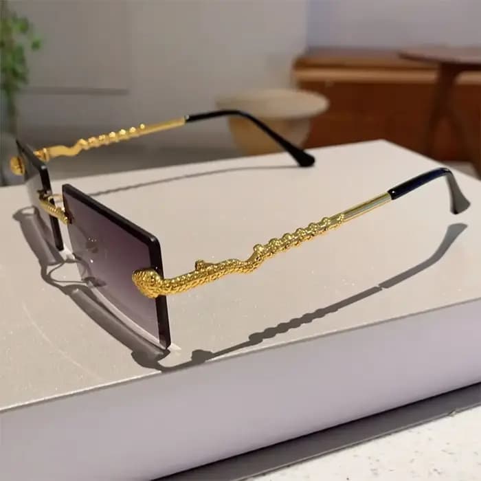 Lunettes de soleil tendance sans monture en métal en forme de serpent, monture carrée, verres dégradés, pour femmes et hommes