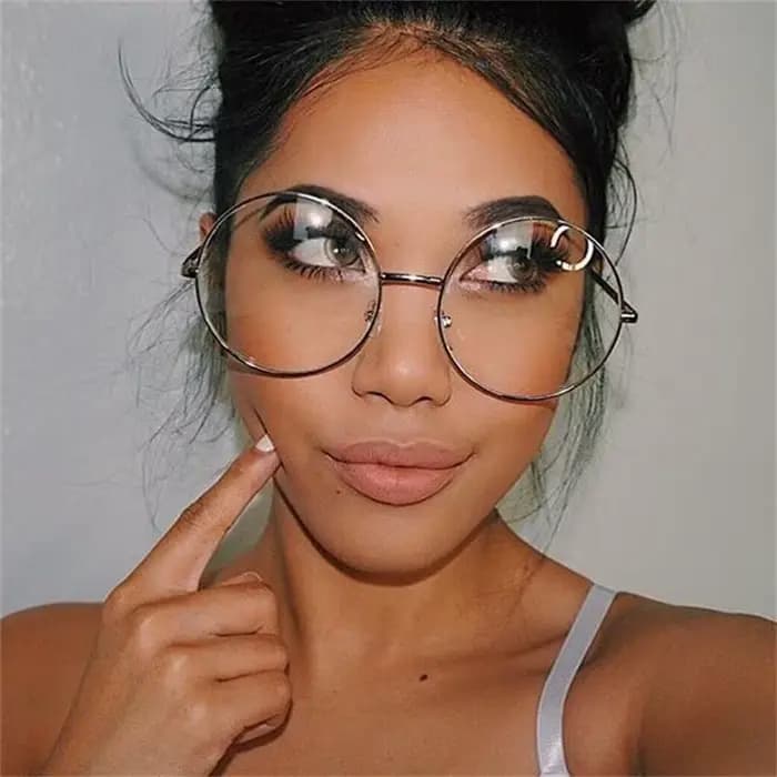 Lunettes rondes surdimensionnées femmes hommes métal grand