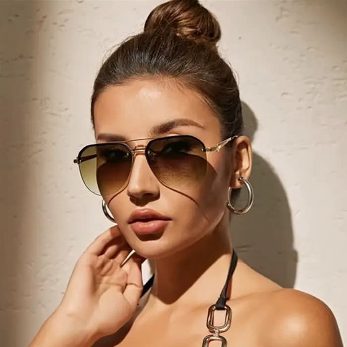 Lunettes de soleil semi-montantes à double barre pour hommes