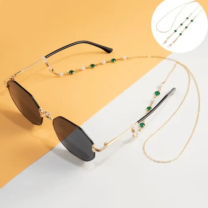 Chaîne de lunettes de soleil en perles de cristal colorées