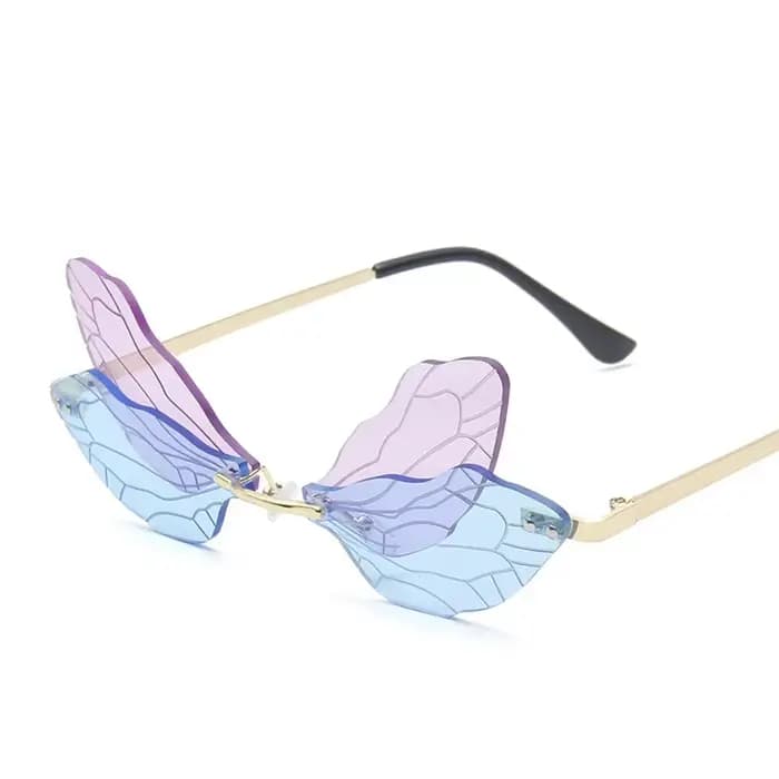 Lunettes de soleil vintage avec ailes de libellule pour homme et femme