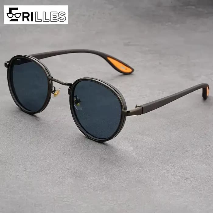 Lunettes de soleil rétro rondes dorées