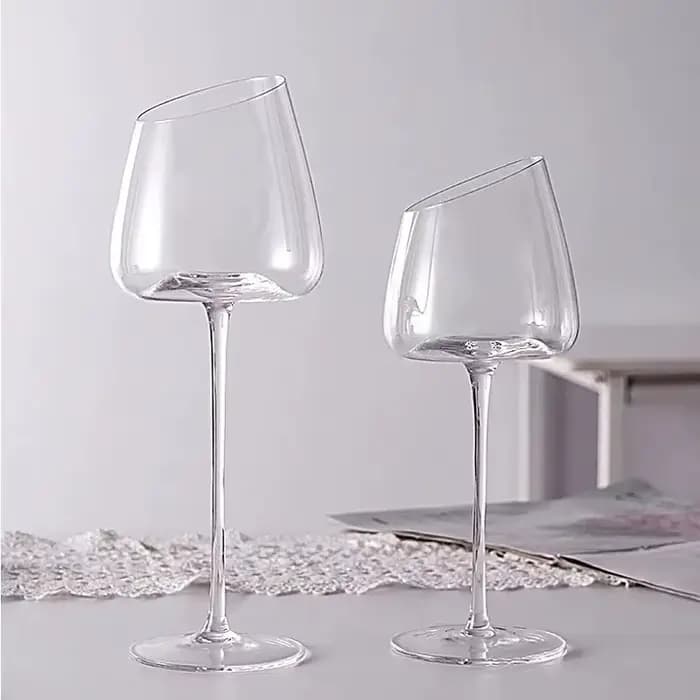 Verre à Vin Rouge Oblique à Longue Tige, Coupe, Outil de Cuisine, Champagne, Bordeaux, Cadeau de ixde Mariage