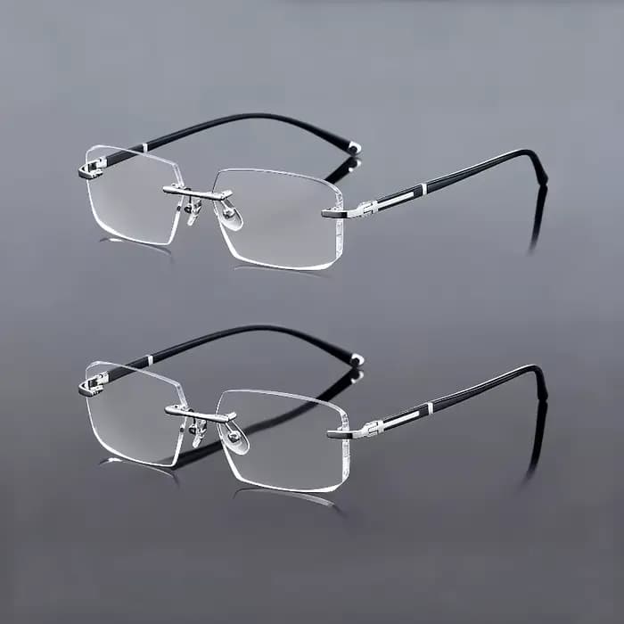 2 paires de lunettes plates élégantes sans monture pour hommes et femmes