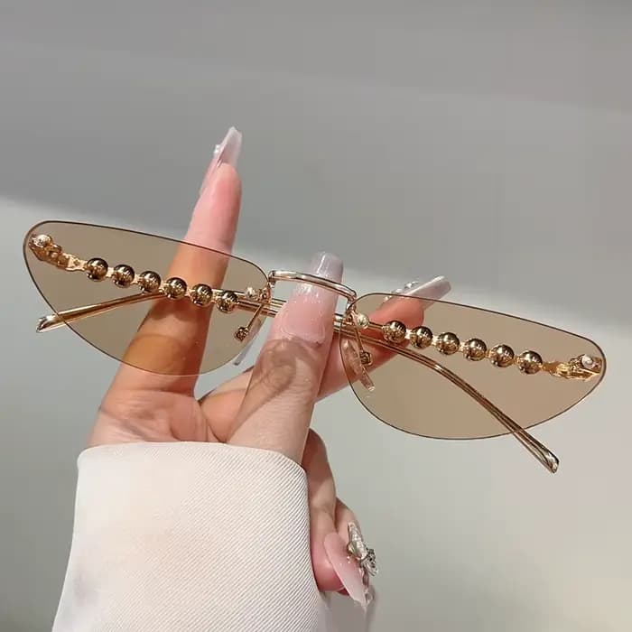 GM LUMIAS lunettes de soleil Triangle sans monture avec perles femmes nouvelle mode Vintage