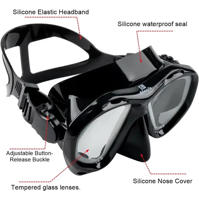 Masque de plongée pour hypermétropie (+2.0 à +5.0)-hypermétropie avec antibuée en verre trempé + tube de tuba