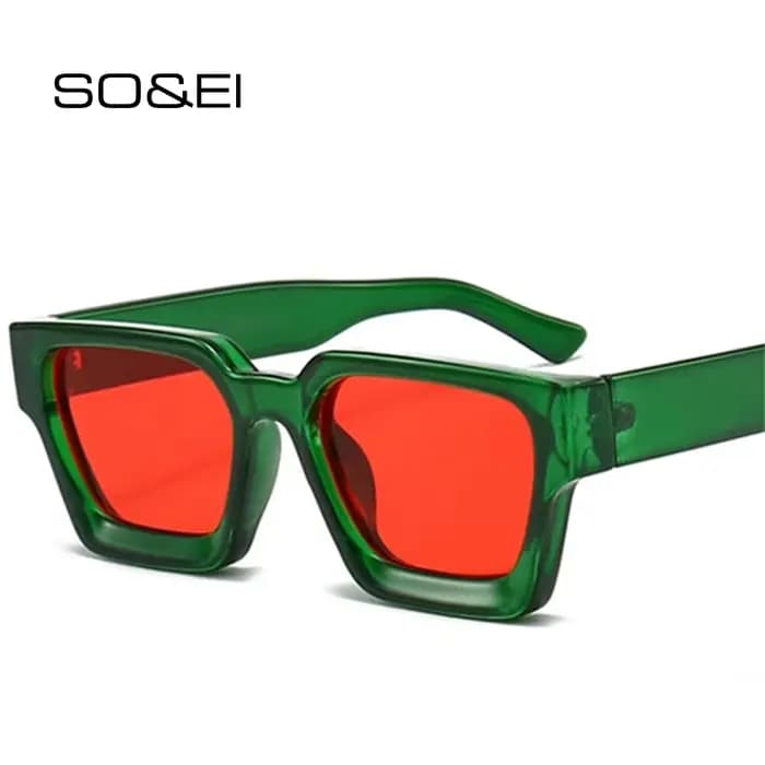 SO & EI mode carré femmes luxe lunettes de soleil rétro marque concepteur hommes tendance léopard bleu vert