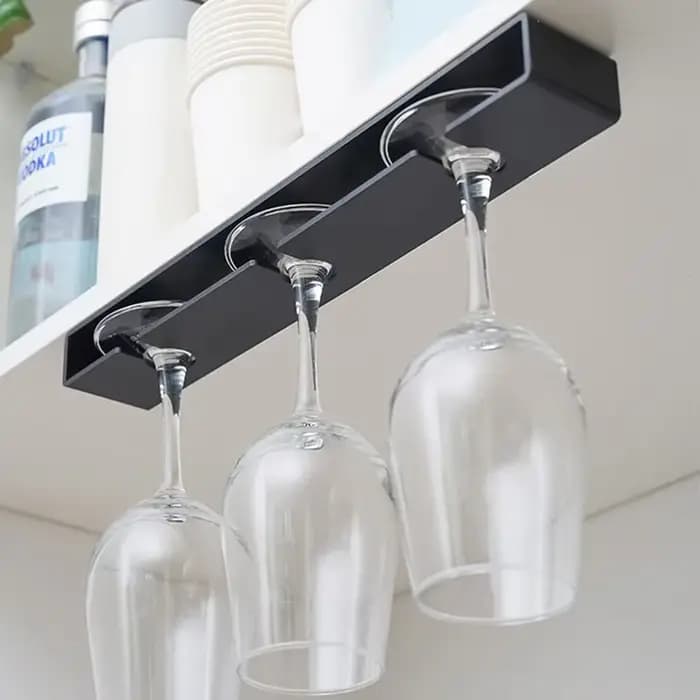 Support à verres à vin suspendu sans perçage, à installer sous l'armoire, pour la maison, la cuisine, le salon, égouttoir à verres à vin rouge à l'envers