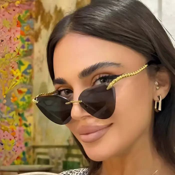Diamant coupe Triangle or métal sans monture lunettes de soleil femmes hommes de luxe concepteur thé dégradé lentille