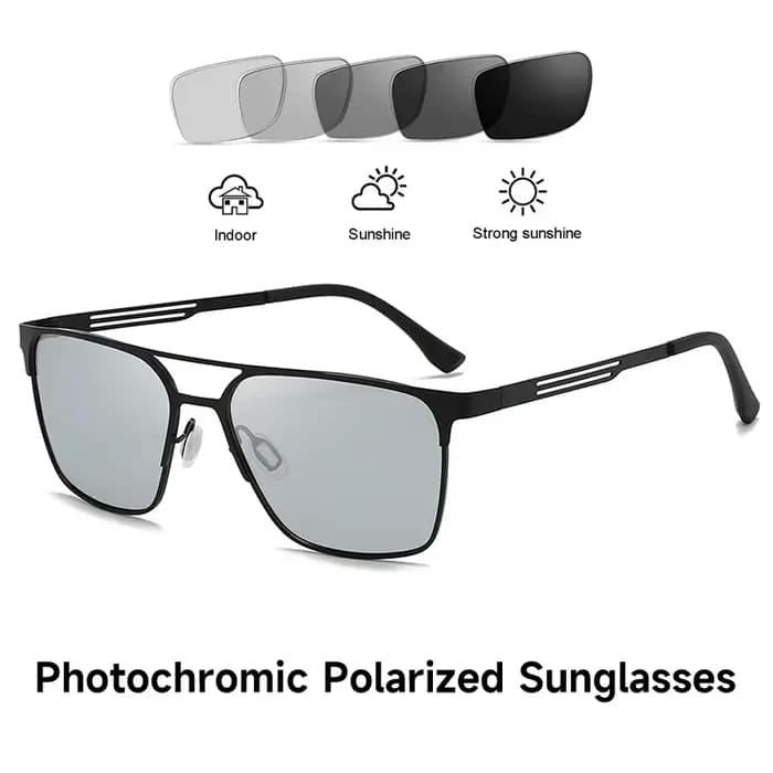 Nouvelles lunettes de soleil polarisées photochromiques homme haute qualité UV400