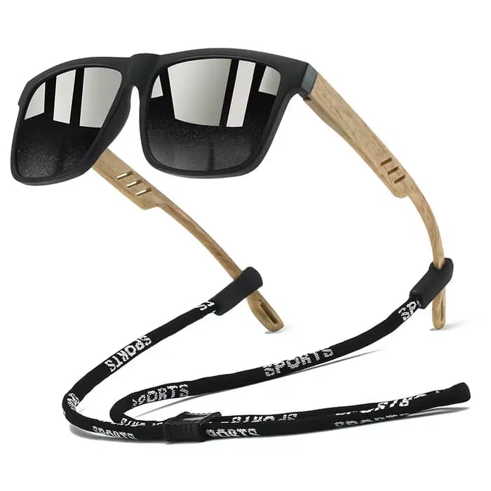 Lunettes de soleil carrées classiques avec chaîne