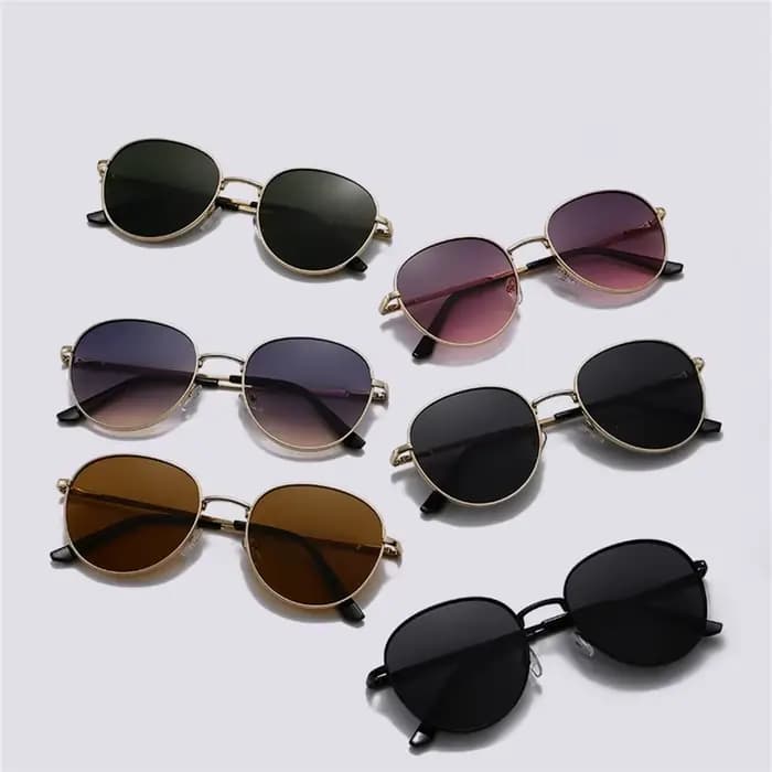 Lunettes de soleil rondes à monture métallique pour hommes et femmes