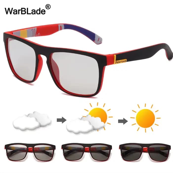 Nouvelles lunettes de soleil photochromiques polarisées Design de marque hommes conduite changement de couleur
