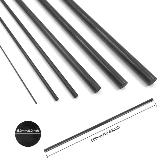 1-10 pièces de tiges en fibre de verre noires 500 mm x 0,8-8 mm - Bâtonnets flexibles et résistants pour le bricolage, la réparation, le modelage et la construction