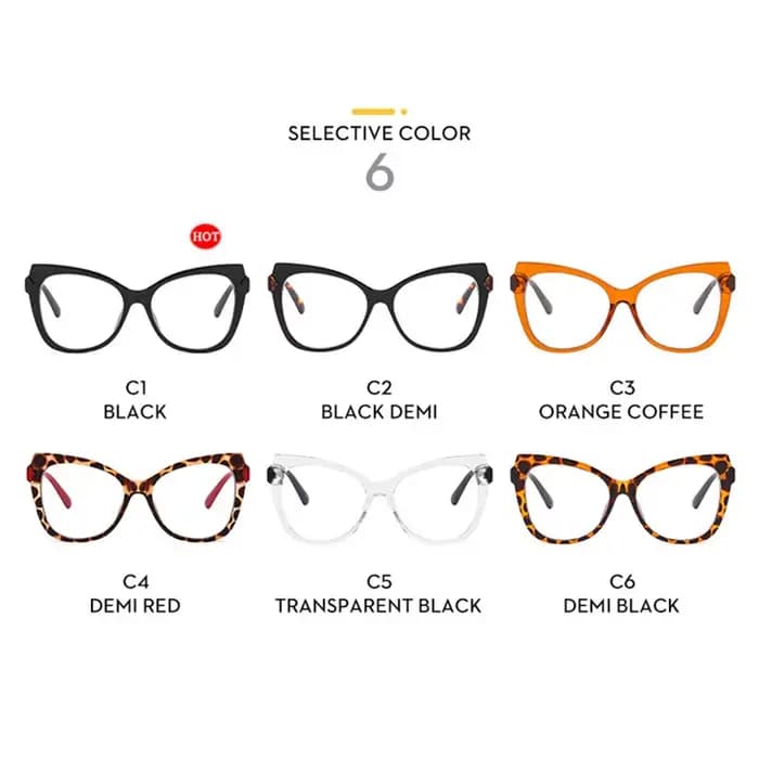 Lunettes pour femmes Tendance 2026 Monture œil de chat Miroir plat TR90 Anti-lumière bleue