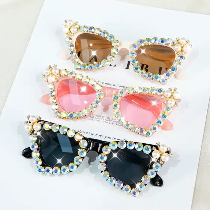 Lunettes œil de chat en strass scintillants pour femmes