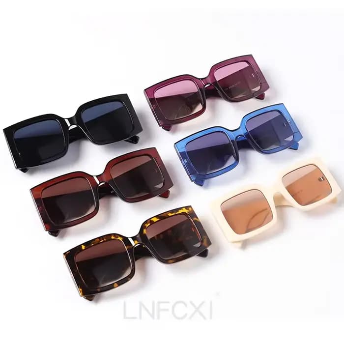 JNPCXI Lunettes de soleil rectangulaires vintage beiges pour femmes