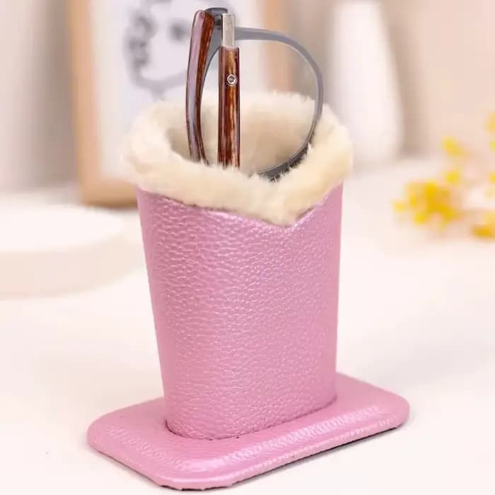 Support de lunettes doublé de peluche