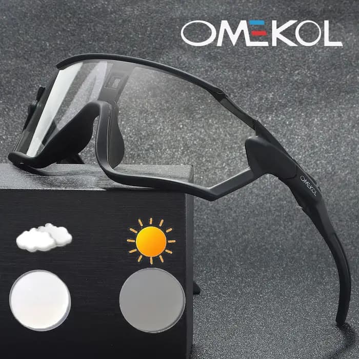 OMEKOL flambant neuf Protection UV lunettes de cyclisme photochromiques