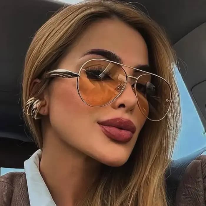 Lunettes de soleil pilote surdimensionnées marron clair pour femmes et hommes