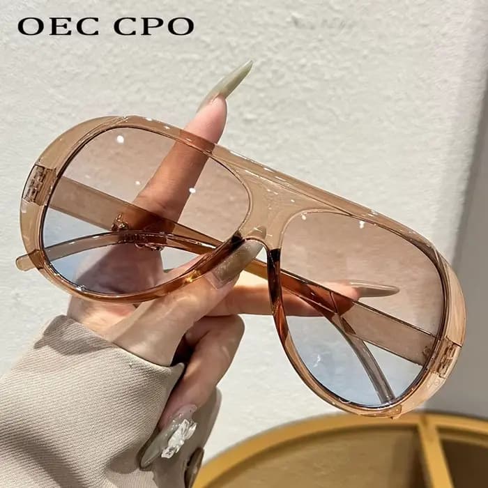 OEC CPO mode Double ponts pilote lunettes de soleil femmes grand cadre nuances UV400 rétro