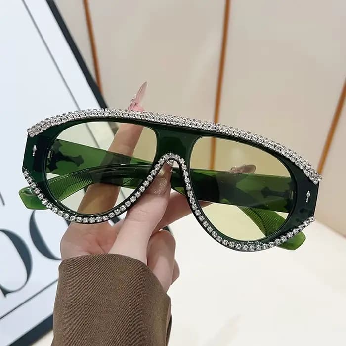 Lunettes de soleil pilote tendance 2026 pour femme avec strass de luxe – Idéales pour les fêtes et activités – Modèle attrayant pour dames
