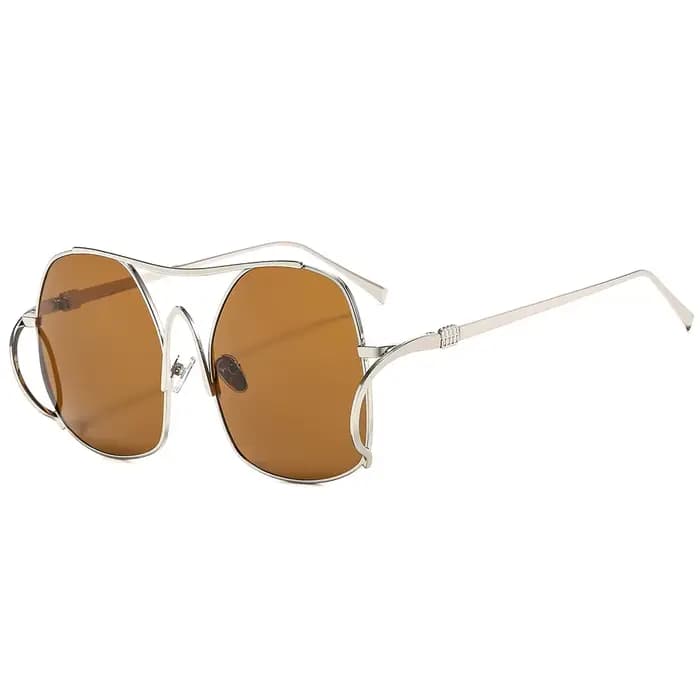 Nouvelle mode de luxe dégradé ovale femmes lunettes de soleil 2025 personnalité Double faisceau cadre conception