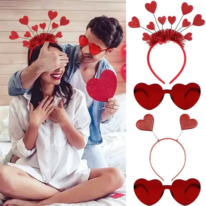 Ensemble de costumes bandeau et lunettes de soleil en forme de cœur pour la saint-valentin
