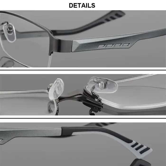 Lunettes à demi-jante en métal pour hommes