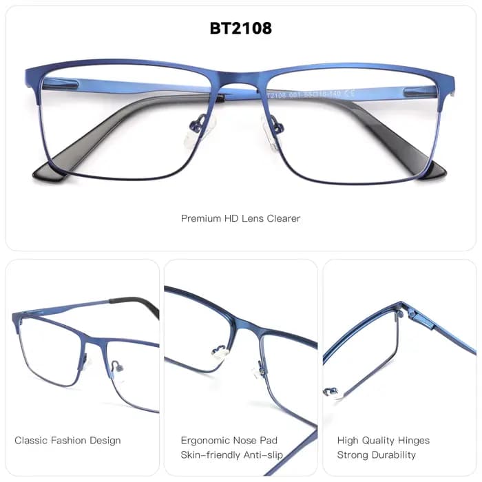 ZENOTTIC Titanium progressive prescription Glasses Square anti - blue light myope