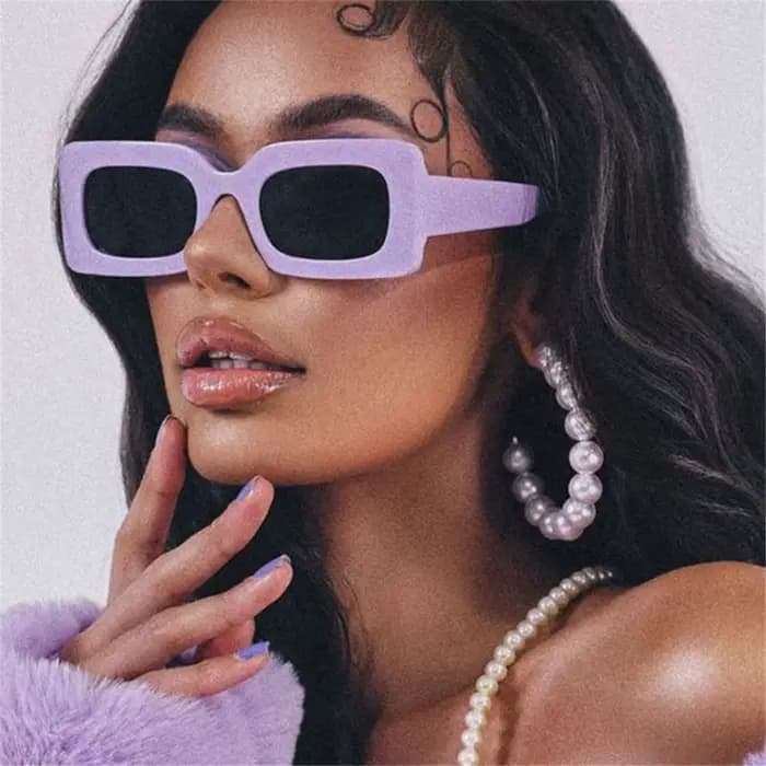 Lunettes de soleil rectangulaires à grande monture pour femmes