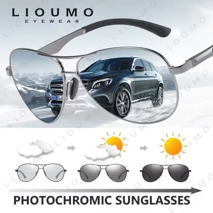 Lunettes de soleil photochromiques pilote de conception de marque classique hommes