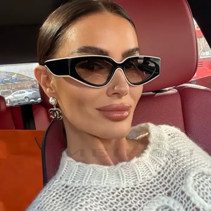 Lunettes de soleil œil de chat noir et blanc pour femmes