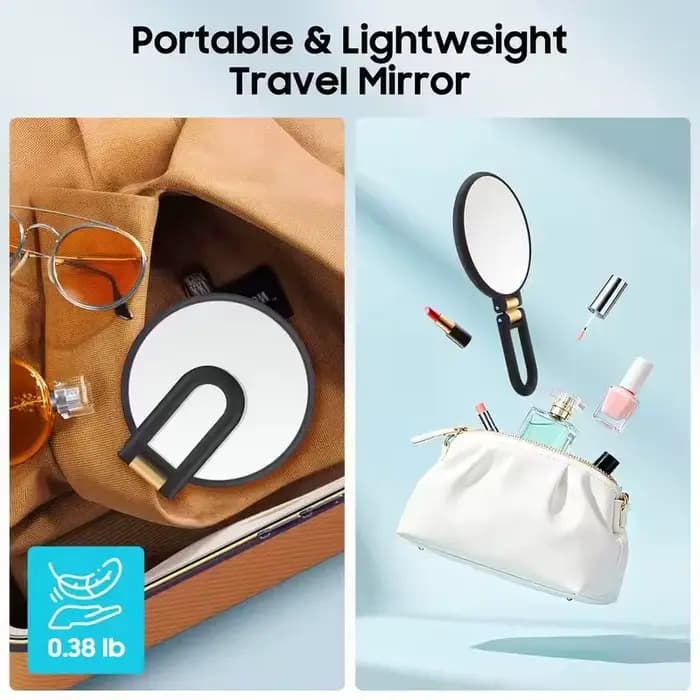 1 miroir de maquillage double face grossissant, grossissement 1X/80X, surface miroir haute définition/matériau ABS de haute qualité, peut être utilisé à la main, pliable ou suspendu comme un miroir de
