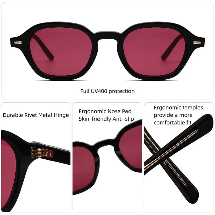 Lunettes de soleil vintage de luxe avec rivets