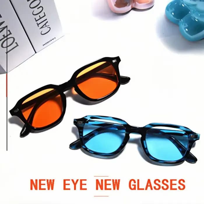 Lunettes de soleil carrées Orange pour femmes et hommes