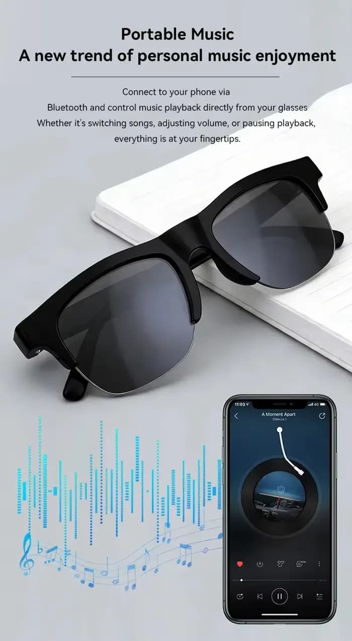 Lunettes intelligentes sans fil Lenovo AI, commande tactile, Bluetooth, télécommande, enregistrement photo et vidéo, traducteur, assistant vocal, óculos inteligente
