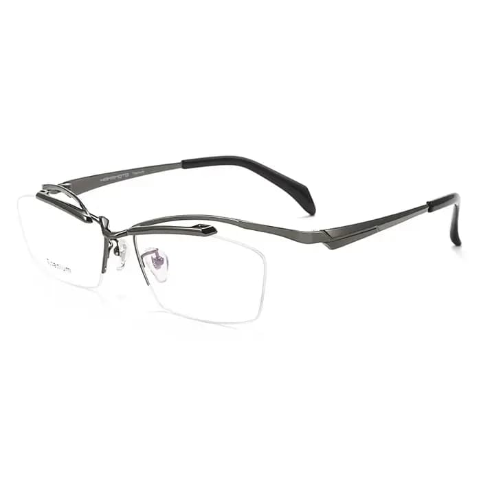Nouveau créatif flottant demi-jante concepteur montures de lunettes hommes d'affaires de haute qualité pur titane