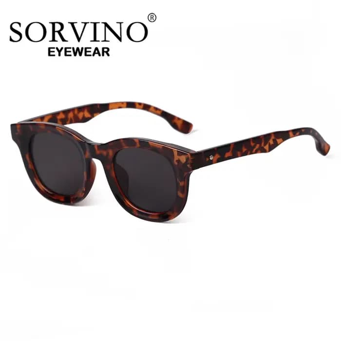 Lunettes de soleil rondes léopard vintage pour hommes et femmes