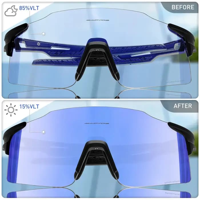 Lunettes de soleil photochromiques rouges bleues pour hommes