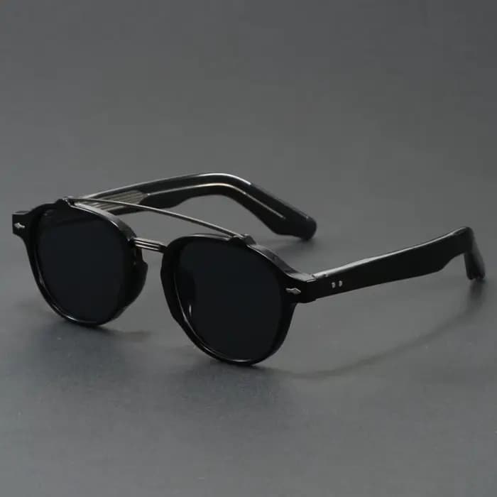 Lunettes de soleil rétro rondes à double pont unisexe